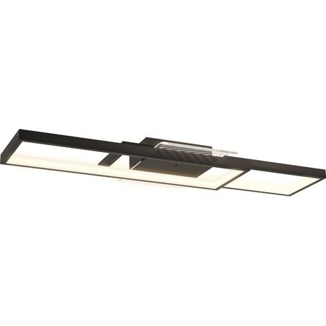 Rechteckige LED-Deckenleuchte 43W, 4600LM, 3000-6000K einstellbar, Fernbedienung inklusive, moderne schwarze Leuchte 70x30 cm, ideal für Wohnzimmer oder Küche.