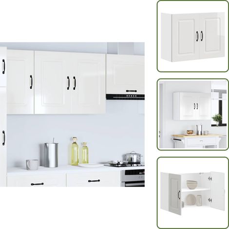Küchen-Hängeschrank Kalmar Hochglanz-Weiß Holzwerkstoff - Küchen-Wandschrank - Küchen-Wandschränke - Wandschrank Küche - Küchenschrank (1/5)