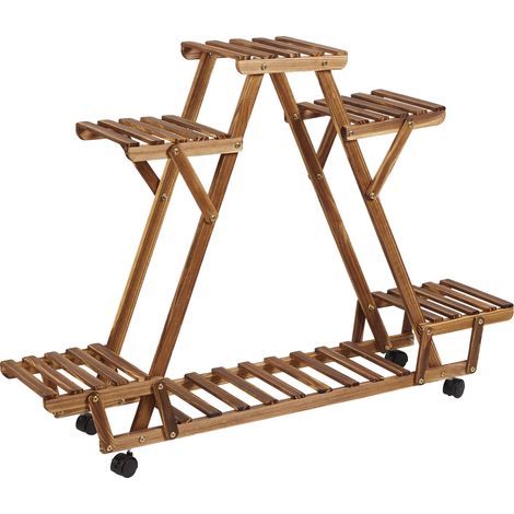 Pflanzenständer, 6-stufig, platzsparende Dreiecksform, Braun (1/2)