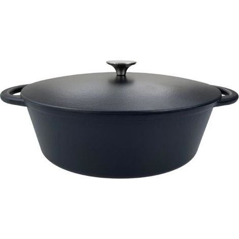 Cast iron casserole dish - BAUMALU - 336408 - Oval 33 cm - Matte black