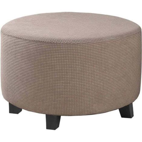 Fodera per pouf in jacquard elasticizzato (grigio, piccolo), copri poggiapiedi, protezione per mobili, copri sgabello con fondo elastico antiscivolo (1/4)