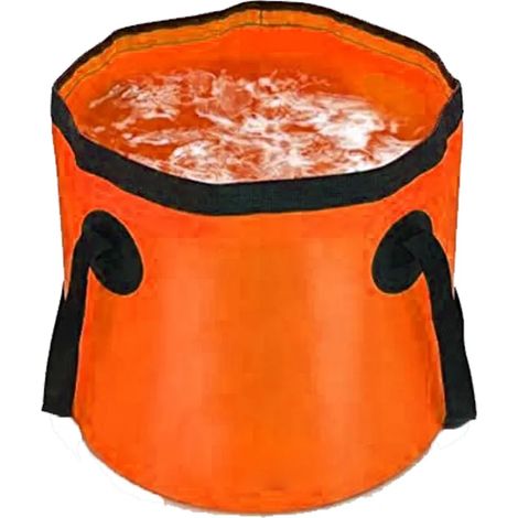 Seau pliable de camping pour le stockage d'eau, baignoire pour les pieds portable et pliable, lavabo pour les voyages, la randonnée, la pêche et la navigation de plaisance (Orange, 10L)-AquaForge (1/4)