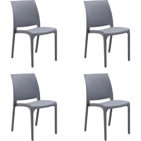 GLOUPIE Set 4 Sedie Volga In Polipropilene Grigio,54x46x81Cm,Peso 3,5Kg,Per Interno/Esterno,Made In Italy,Sedie Impilabili (1/5)
