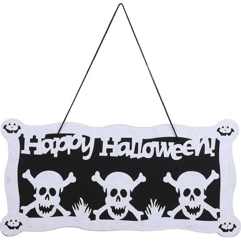 Pancarte Halloween Happy Halloween rectangulaire décorative avec impression claire crâne G 8029 pour chambre bar café jardin (1/5)