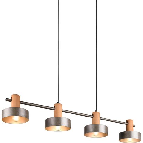Suspension GAYA argent chromé/bois 4xE14 dimmable Trio (1/5)
