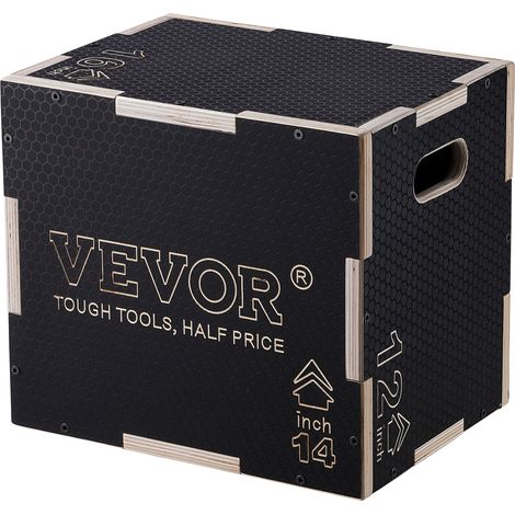 VEVOR Caja pliometrica 3 en 1 Caja de salto Culturismo Fitness Crossfit Madera Antideslizante Altura 40/35/30 cm Carga 204 kg para entrenamiento pliometrico Step-ups Flexiones Sentadillas Gimnasio