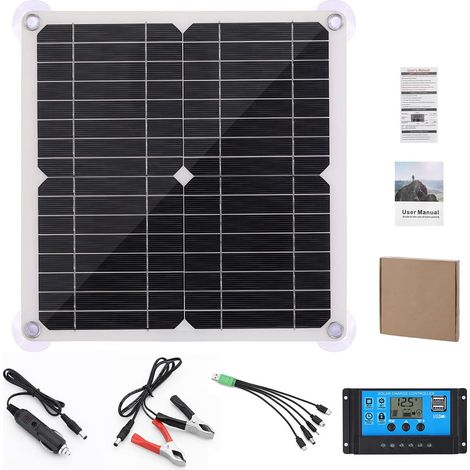 Solarpanel-Kit, wiederverwendbares und tragbares Solarladegerät, flexibles solarbetriebenes Solarladegerät, 12-V-Autobatterie-Ladepanel mit Controller, 2 USB-Ausgänge, 200 W max.
