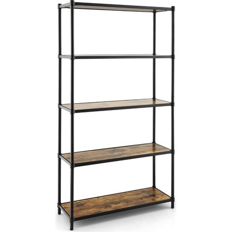 Scaffale alto a 5 livelli flessibile e facile da montare, Scaffale di stoccaggio indipendente Nero (1/4)