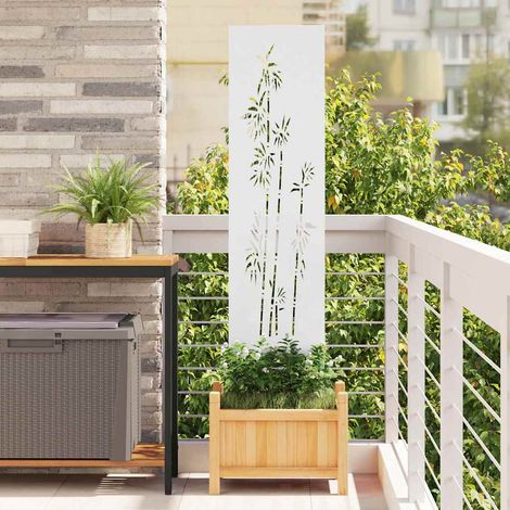 Garten Sichtschutz-Leinwand Floral Weiß 32 x 140 cm