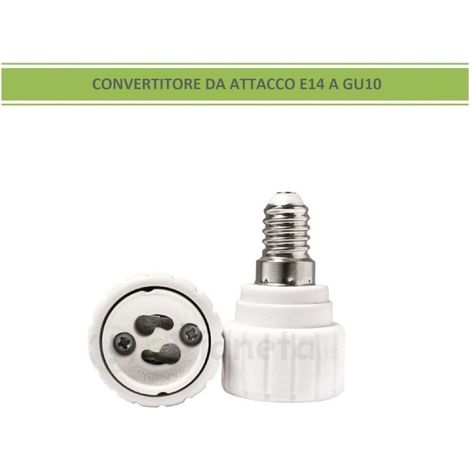 Adattatore convertitore da attacco piccolo E14 a GU10 portalampada riduttore bianco 220V per lampadina (1/2)