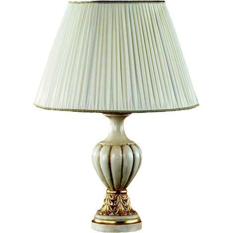 Lume In Legno Classico Avorio Oro Con Paralume 1 Luce Tuffolo