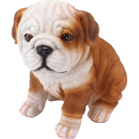 Statue Bulldog Anglais Réaliste en Résine pour Jardin, Terrasse ou Porche - Sculpture Chien Assis Décorative (1/5)