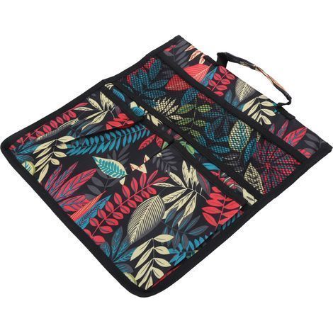 Tragbarer Gartenhocker aus Oxford, Werkzeugtasche, Gartenwagen, Hängetaschen, Organizer, rote Blätter (1/5)