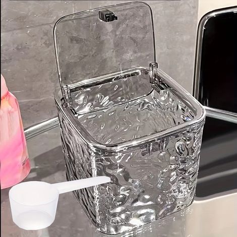 Boîte de rangement transparente pour capsules de lessive - Rangement autoportant pour lessive en poudre et perles, rangement pour buanderie et décoration intérieure (1/5)