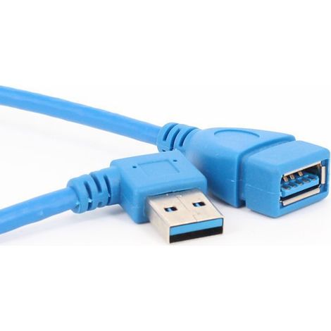 Left-angled USB 3.0 male to female data cable, computer adapter, 90-degree L-shaped male to female extension cable (1/4)