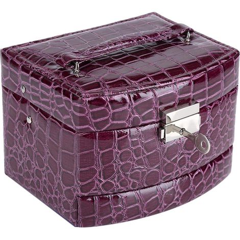 3-Layer Jewelry Necklace Ring Storage Box Case Lady Gift Home Supplies (Mauve) (1/5)