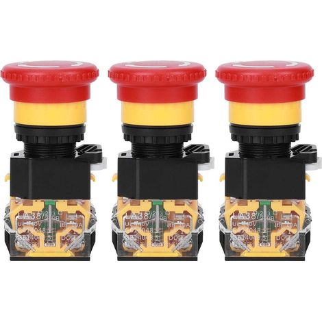 3 PCS Interrupteur D'arrêt D'urgence Interrupteur 22mm Interrupteur À Bouton-Poussoir Pièces Industrielles Ingénierie Plastiques (1/5)