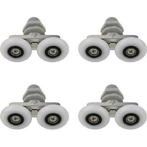 Roulettes Doubles pour Porte de Douche Roulettes pour Porte de Douche Roulettes Coulissantes Porte Salle de Bain Douche Rouleau de Douche de Rechange,Pièces de rechange pour salle de bain 23mm 4 PCS (1/4)