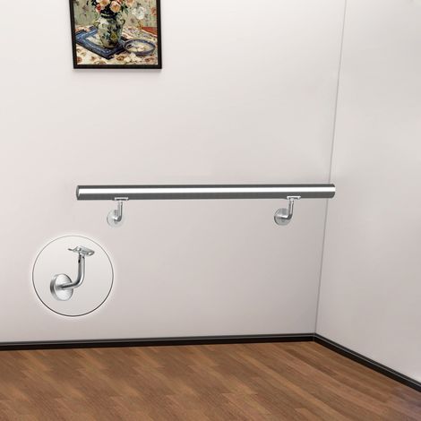 Océan Main Courante Murale pour Escalier en Inox 304 - Rampe Escalier 150 cm avec Supports Fixation et Embouts Inclus - Usage Intérieur & Extérieur (1/5)