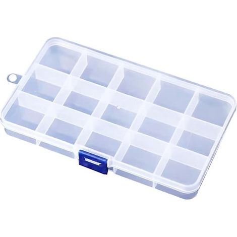 Aufbewahrungsbox aus Kunststoff – 15 Fächer – transparenter Deckel (1/5)