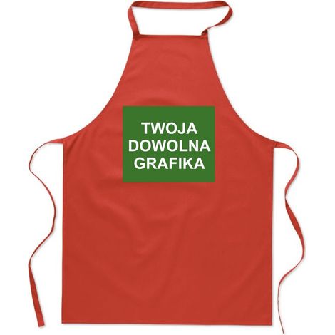 ROTE KÜCHENSCHÜRZE MIT EIGENEM GRAFIKDRUCK, Geschenk FA355 (1/4)