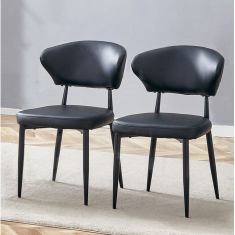 Conjunto 2 sillas comedor negras ergonómicas PU OKMYHOME (1/5)