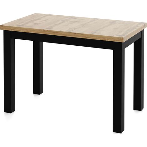 Rechteckiger Esstisch 100 x 60 – Platzsparender Küchentisch in Skandi & Loft Stil – Schwarze Holzbeine – für Küche, Wohnzimmer oder Büro – Eiche Hell Braun