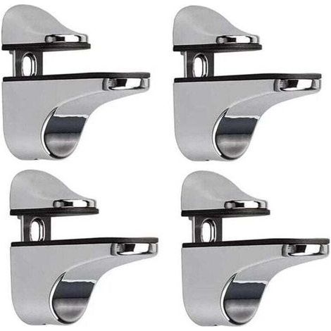 Support D'étagère en Verre Réglable, 4 Pcs Support D'étagère en Verre, Pince en Verre à Fixation Murale, Support pour Étagères en Verre, pour Tablette Verre (1/4)