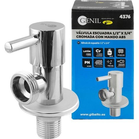 Robinet carré chromé avec poignée en ABS - Laiton 1/2" - 3/4"