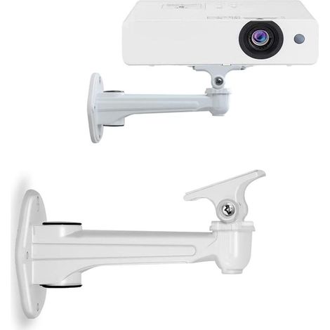 (Blanc)Mini support mural pour projecteur, capacité de charge 3kg Longueur 16 20cm Matériau aluminium, pour CCTV/caméra/projecteur/webcam Orientable à 360° (1/5)
