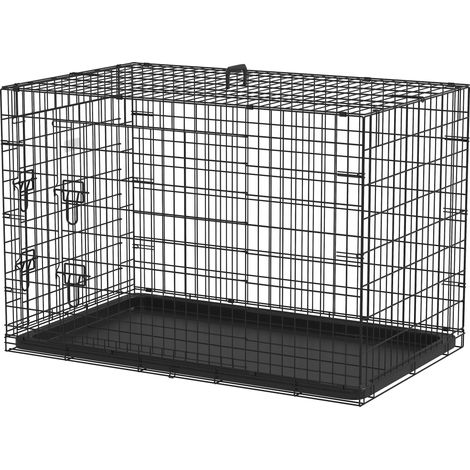 Faltbarer Hundetransportkäfig aus Stahl, 106 x 71,5 x 76 cm, schwarz, mit 2 sicheren Türen