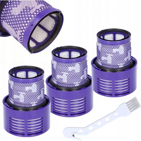 Set Filtri HEPA di Ricambio compatibile con Dyson V10 Absolute, Animal, Motorhead – 3 Filtri + Spazzola  Alta Qualità, Facile Sostituzione