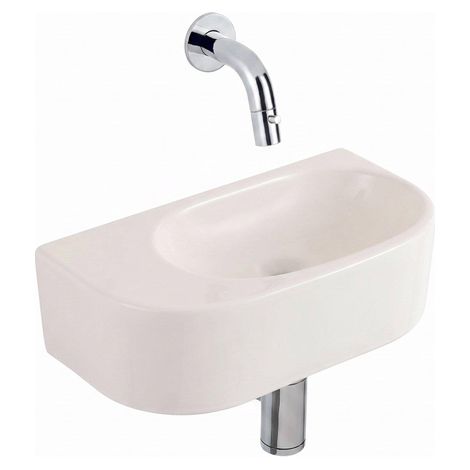 QeramiQ Fuente Lavabo pour WC - 40x22x12 cm - lisse - demi-rond - sans trou de robinet de Lavabo pour WC - ceramique - robinet de Lavabo pour WC (1/5)