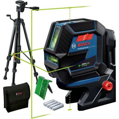 Bosch Professional Nivel Láser GCL 2-50 G (láser verde, interior, soporte RM 10, trípode BT 150, alcance: hasta 15 m, 4x pilas AA, en caja)
