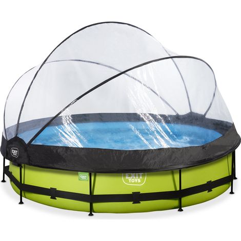 Piscine EXIT Lime ø360x76cm avec pompe filtrante et dôme - vert