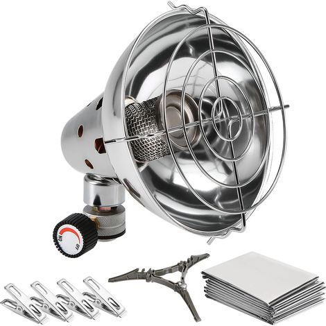 Réchaud à gaz portable avec couverture de survie et 4 pinces, température réglable, outil de survie d'urgence pour le camping, réchaud de cuisine portable. (1/5)
