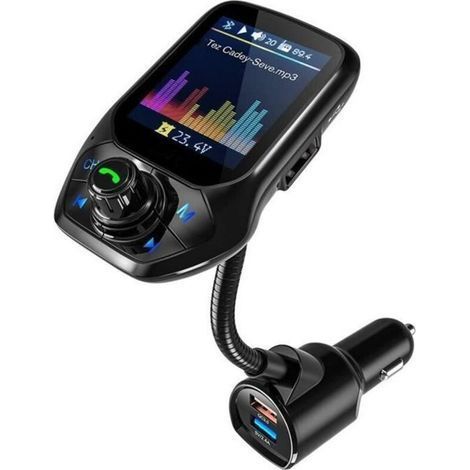 Bluetooth FM Transmitter, 3 USB Car Adapter and QC3.0 Fast Charging, 1.8” Color Screen Hands-Free & FM Tuning (1/4)