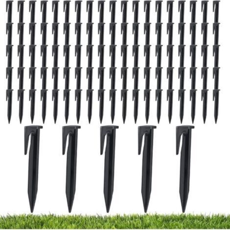100 piquets de fixation pour câbles périmétriques, crochets pour robot tondeuse, piquets de terre pour câbles périmétriques, supports de câbles, compatibles avec Worx, Husqvarna et Gardena