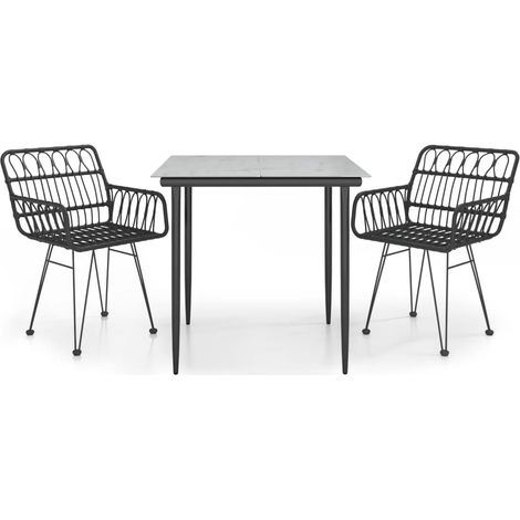 Maison Exclusive - Ensemble à manger de jardin 3 pcs Noir Résine tressée