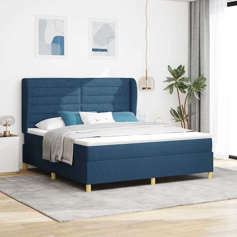 Boxspringbett mit Matratze mit Kopfteil Blau 200 x 180 cm Stoff (1/5)