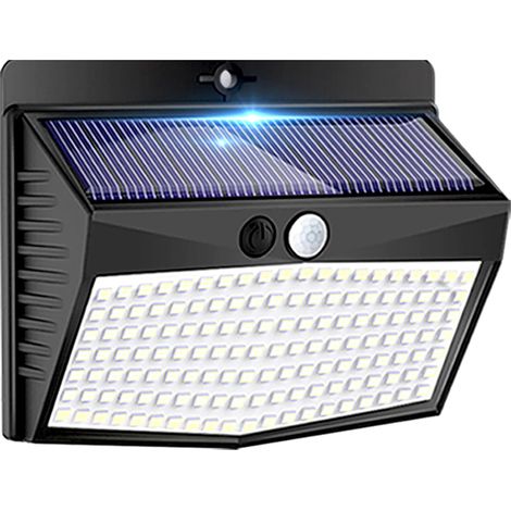 1 lampe solaire LED 368 avec détecteur de mouvement – 3 modes d'éclairage, IP65, pour terrasse, jardin, mur, clôture ou garage, lumière blanche (1/5)