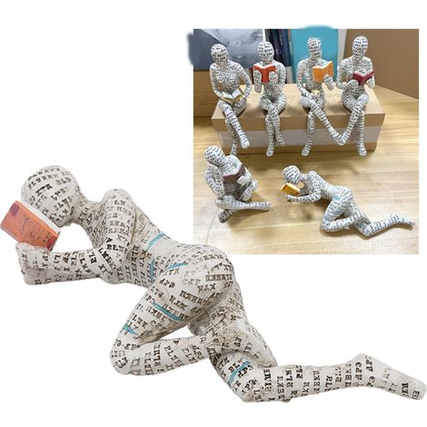 Figurine Femme en Résine Lisant - Décoration Étagère Livre Originale pour Salon (1/5)