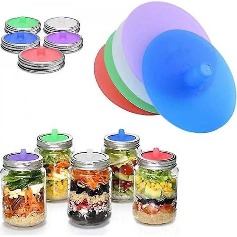 5 couvercles de fermentation Mason avec barboteur sans eau, tubes à large ouverture pour bocaux, silicone inclus, anneaux métalliques NEO-AquaForge