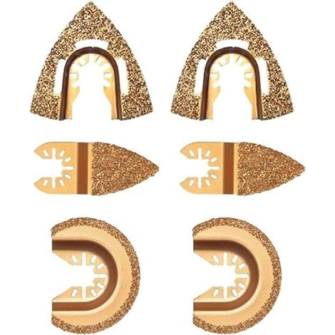 Lot de 6 lames de scie oscillantes en carbure de diamant En demi cercle triangulaire Universelles En carbure Pour scies mixtes Pour joints (1/5)