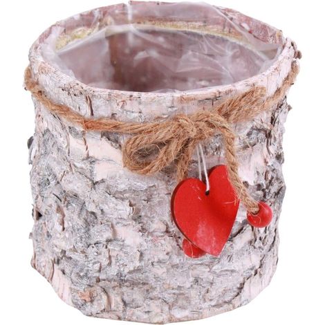 Cache-pot en écorce et jute, diam. 11,5 x 11,5 cm, lot de 5