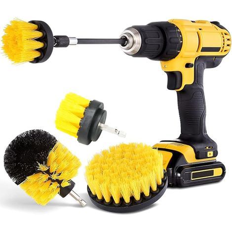 3-Piece Drill Brush Set, Flat and Round Conical Heads, Nylon and PP, for Car and Home Cleaning (1/5)