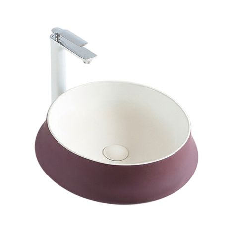 BERNSTEIN - Lavabo rotondo in ceramica - 45,5x45,5x15cm - KW6188 - Senza scarico, Viola / Bianco	Senza piletta Pop-Up, Viola/Bianco