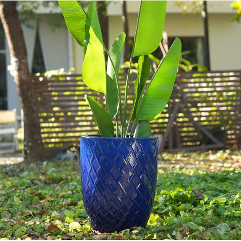 Maceta de cerámica 42x54 cm azul marino, transpirable y con drenaje – MEUBLIV (1/5)