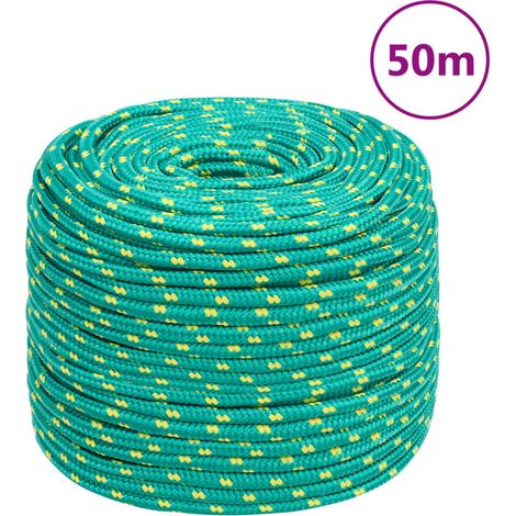 Corde marine tressée en polypropylène pour amarrage vert 8 mm x 50 m - PANGIVO (1/5)