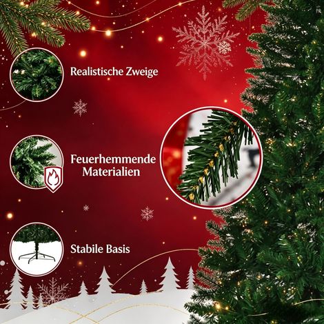 Sapin de Noël artificiel Nordmann, 240 cm de haut, 1499 branches avec aiguilles imitation réalistes, aspect très naturel, sapin artificiel vert (sapin de Noël uniquement) (1/5)